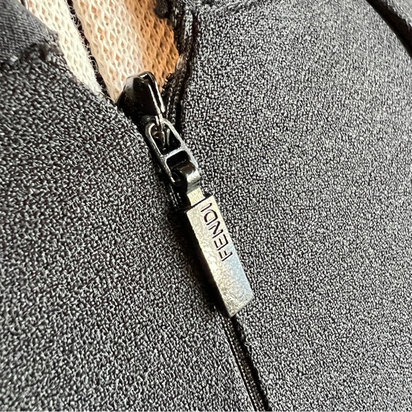 FENDI black pleated long sleeve dress with high neck above the knee silhouette - Picture 6 of 13